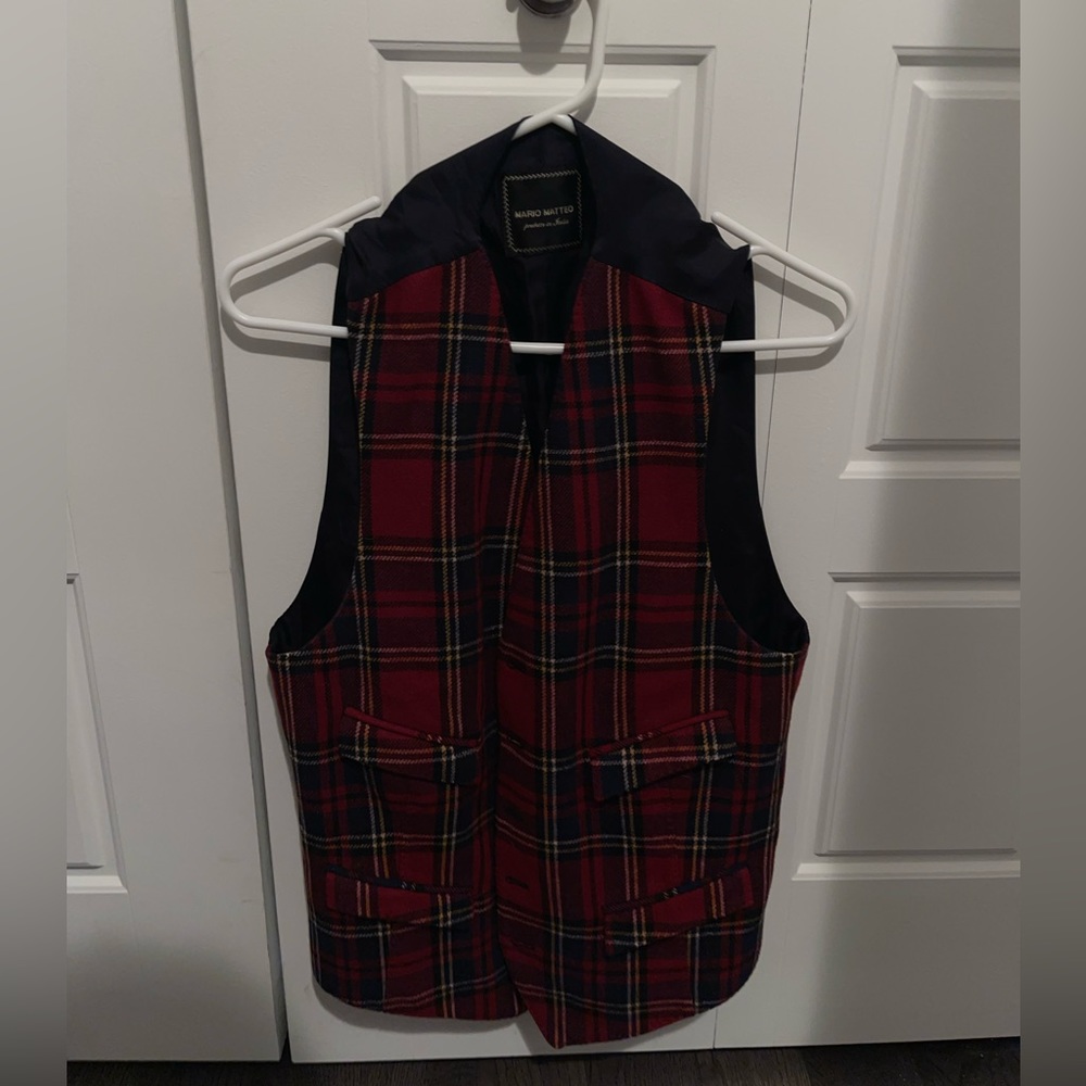 Mario Matteo red & multi coloured vest gilet, size small, used like new
